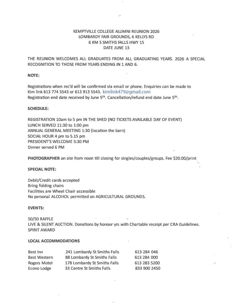 2026 Alumni Reunion - June 13th, 2026